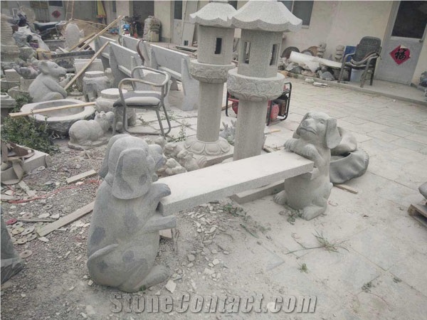 Stone Animal Bench for Garden Decoration