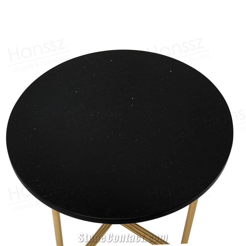 Black Marble Round Coffee Table for Hotel