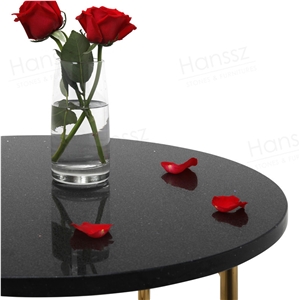 Black Marble Round Coffee Table for Hotel