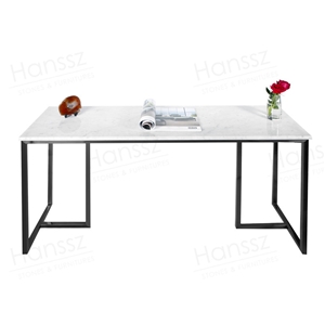 Black Metal Leg White Marble Dining Table