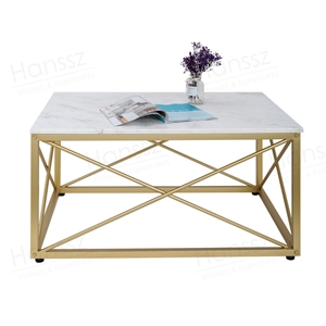 Gold Leg Rectangular Marble Dining Table