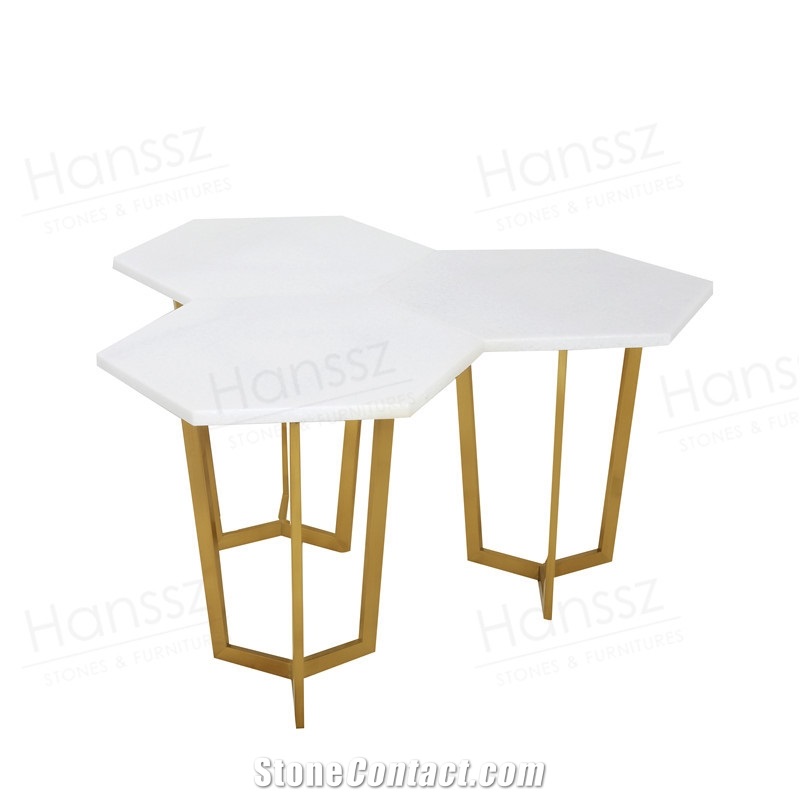 Lullaby Hexagon White Marble Coffee Tables