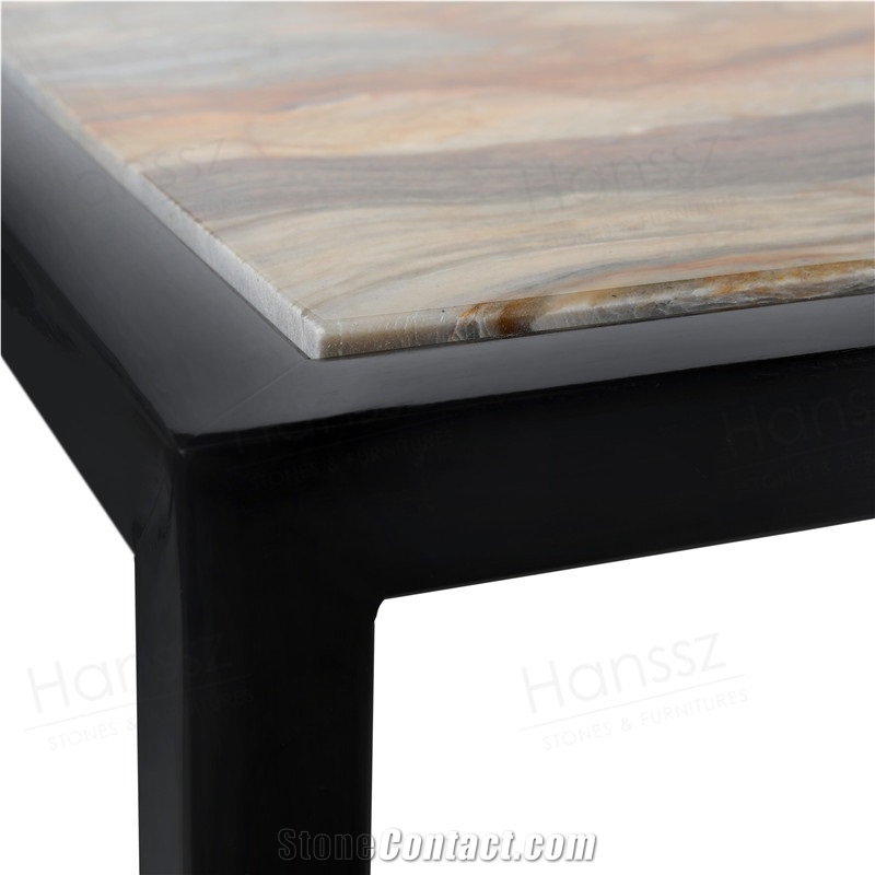 Rectangular Polished Fusion Marble Coffee Table