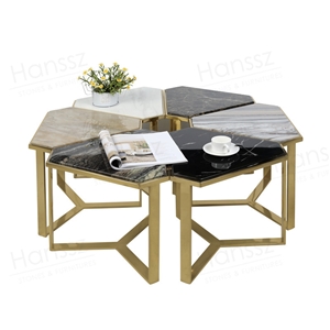 Restaurant Coffee Table Set with Gold Leg