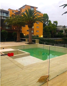 Classic Travertine Pool Coping, Pool Pavement