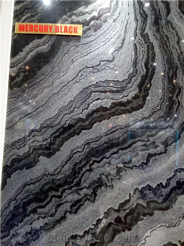 Mercury Black Marble Slabs, Tiles