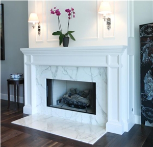 Calacatta Marble, Pure White Marble Fireplace