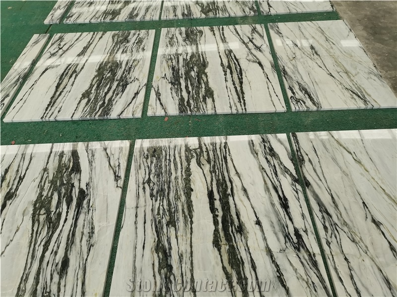 Clivia White Marble White Color Green Vein Tile