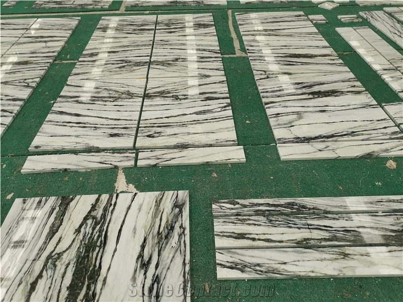 Clivia White Marble White Color Green Vein Tile