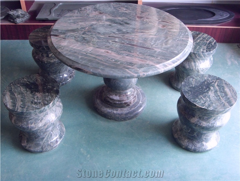 Nine Dragon Jade, Tea Tables, Chair, Round Tables,Stone Furniture