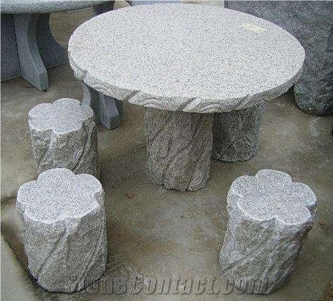 Sesame White Tea Tables, Chair, Round Tables,Garden Stone Furniture