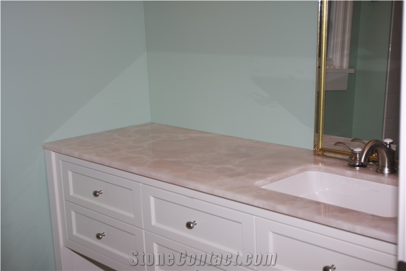 Pink Onyx Vanity Top Bathroom Decor,Alabaster Stone Bath Top