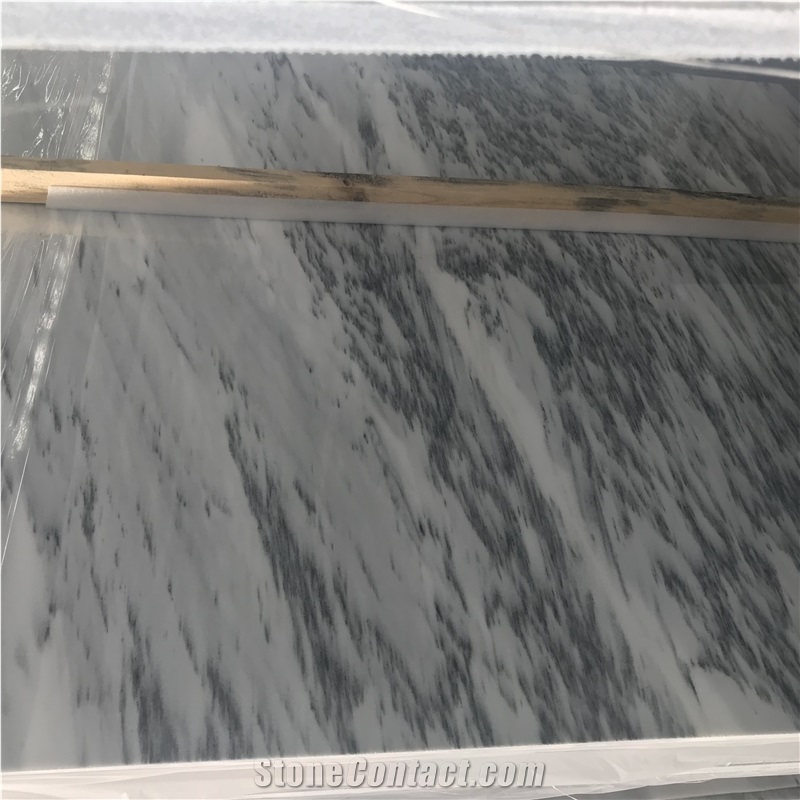 China Ink White Marble with Wooden Veins Slab
