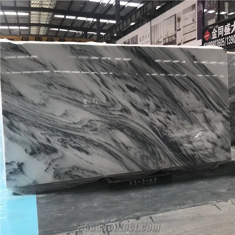 Ink Wood Grain White and Black Color Marble