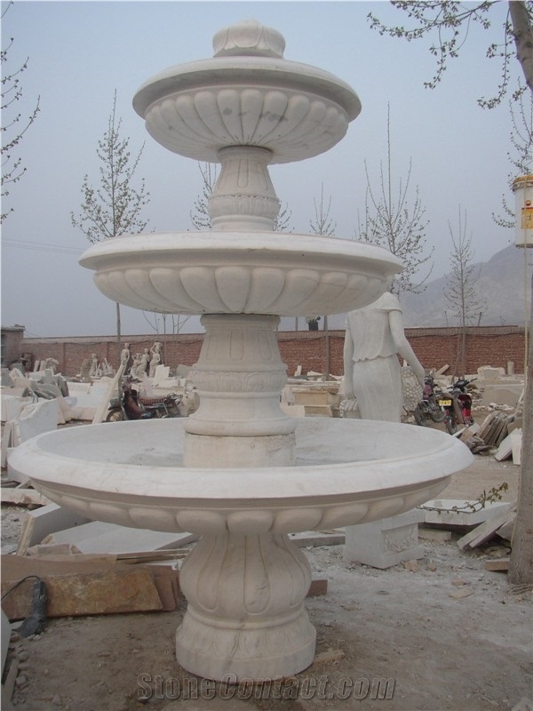 Sculptured Marble Fountain Hunan White Fountain