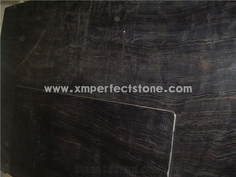 Antique Black/Ancient Wood Grain Marble Slab&Tile