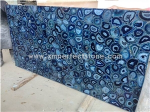 Blue Semiprecious Stone Slabs Agate Blue