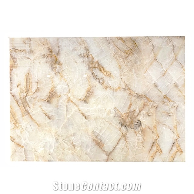 Chinese Polished White Onyx with Gold Venis