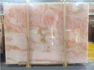 Natural Backlit Pure Pink Onyx Slabs & Tiles