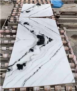 Panda White and Black Marble Slab Bookmatch