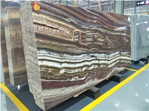Red Brown Onyx Slab from China Picasso Red Onice
