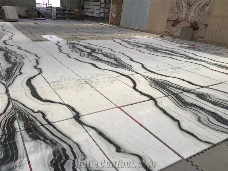 Bookmatched China Panda White Marble Floor Tiles