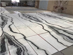 Bookmatched China Panda White Marble Floor Tiles