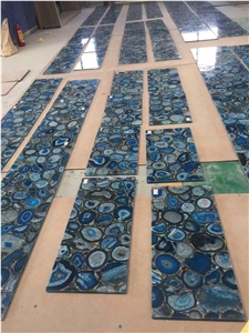 Hot Sale Backlit Blue Agate Gemstone Floor Tiles