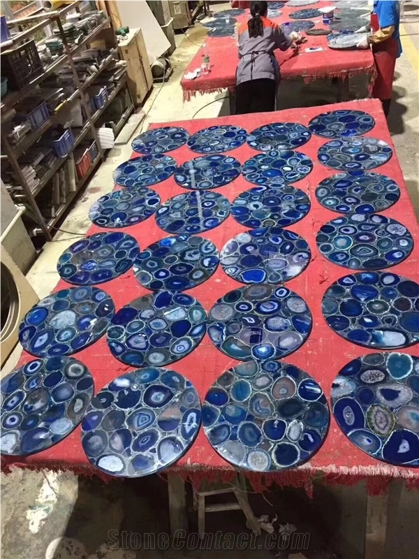 Hot Sale Blue Agate Artcraft Round Table Tops