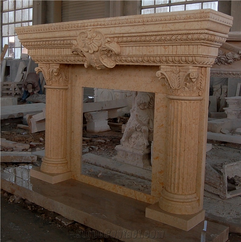 Egypt Sunny Gold Marble Fireplace Mantel
