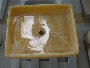 Honey Onyx Rectangle Sinks, Stone Wash Basins