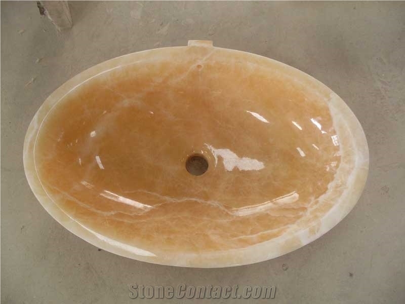Honey Onyx Wash Basins, Honey Onyx Oval Sinks
