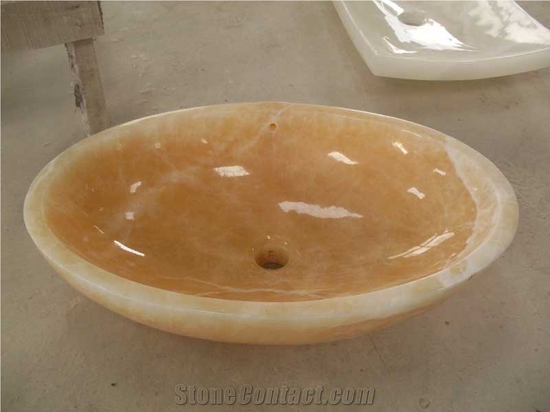 Honey Onyx Wash Basins, Honey Onyx Oval Sinks