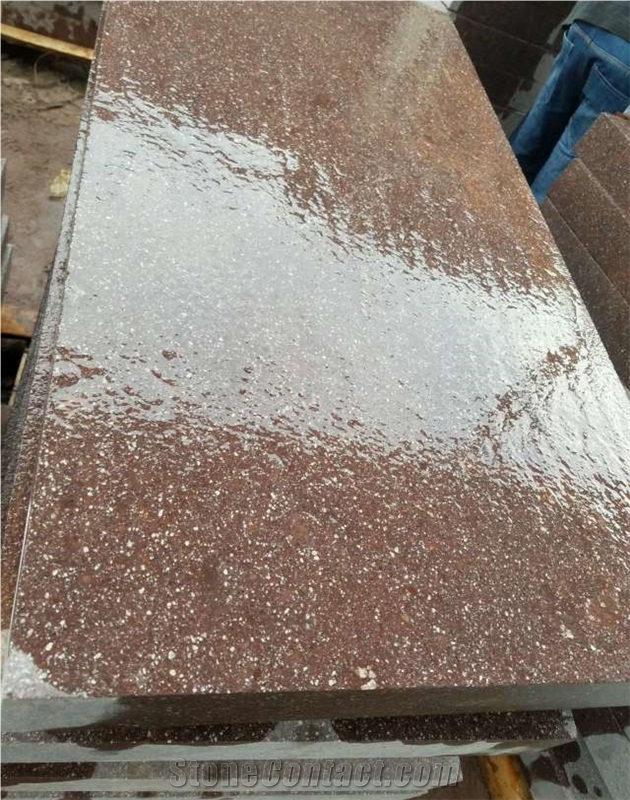 Red Shouning Porphyry Flamed Tiles Paver Stone