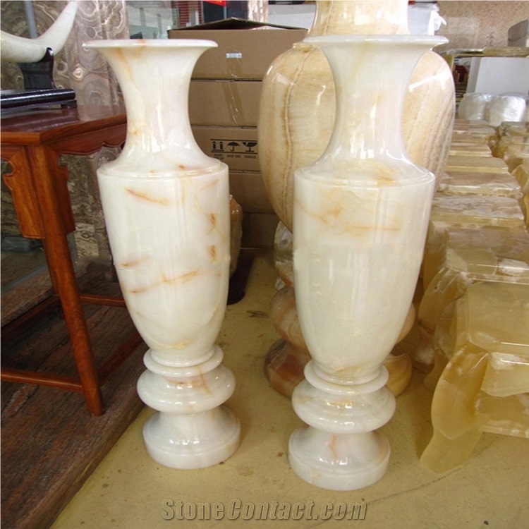 Beige Onyx Monumental Vases