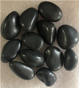 Black Polished Natural River Stone Garden Pebbles