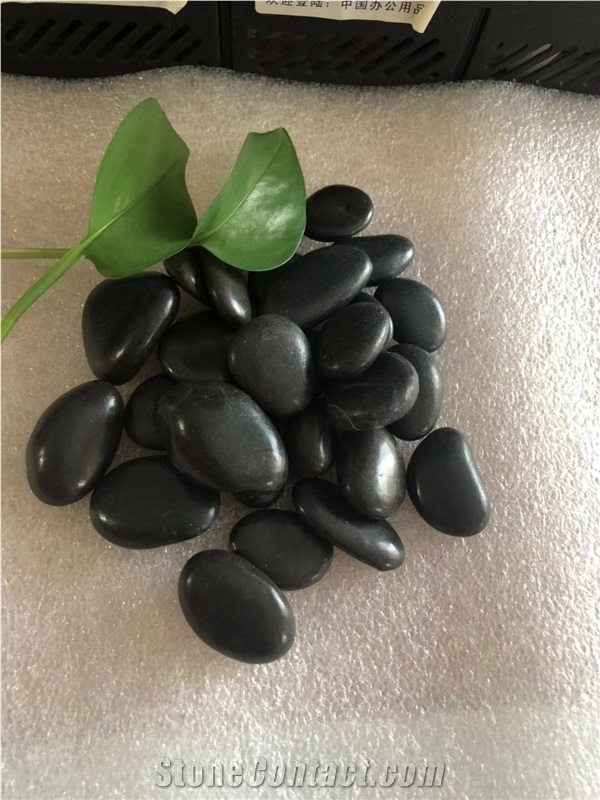 Decorative High Polished Black Pebble Stone