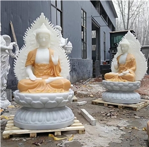Hand Carved White Marble Large Buddha Statues