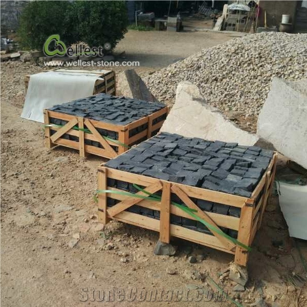 B653 Black Basalt Cube Paving Stone 10x10x10cm