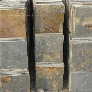 China Yellow Wooden Grain Slate Floor Tiles