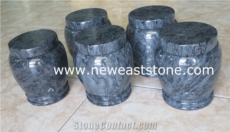Chinese Grey Marble Stone Funeral Urns for Ashes