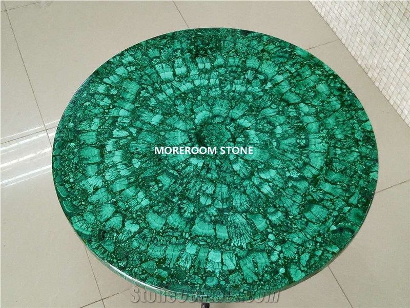Gemstone Round Table Top Malachite Green Furniture