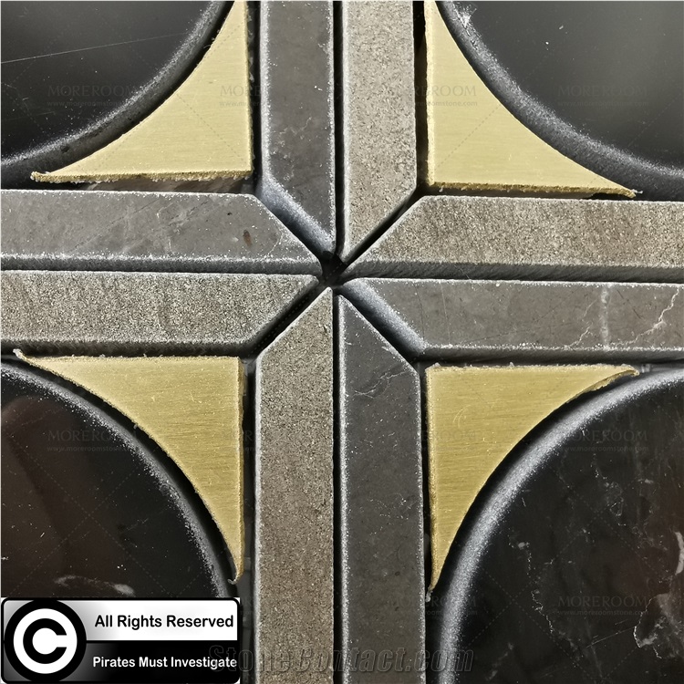 Villa Custom Design Floor Stone Brass Mosaic Tiles
