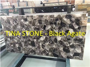 Black Agate Gemstone Precious Stone Slabs Tiles