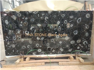 Black Agate Natual Gemstone Semiprecious Slabs