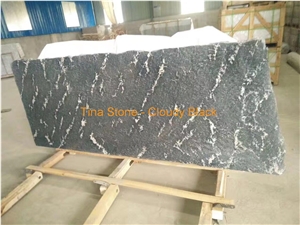 Black Cloudy Granite Slabs Stone Floor Covering