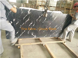 Black Cloudy Granite Slabs Stone Floor Covering