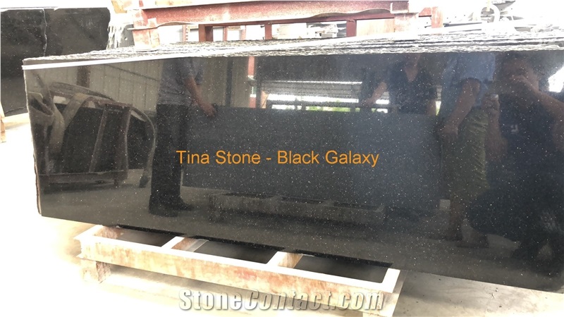 Black Galaxy Granite Stone Slabs Tiles, 2Cm Thick