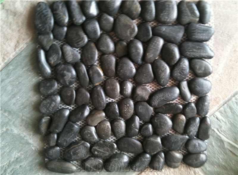 Black Natural Polished Pebble Stone Decoration