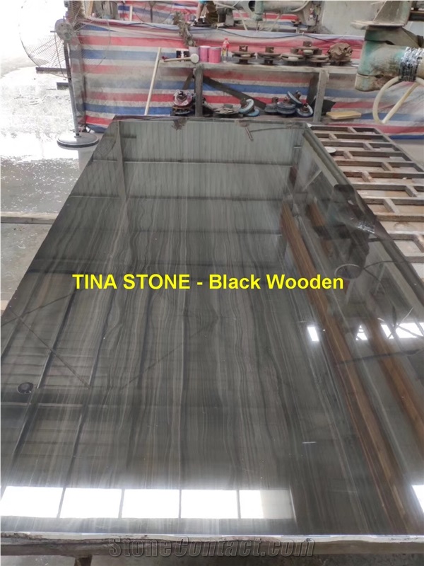 Black Wooden Marble Stone Slab Tile Floor Wall